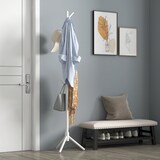 thumbnail of HOMCOM perchero de pie perchero para ropa de madera con 8 ganchos para colgar bolsas forma de árbol para pasillo dormitorio 40x40x165 cm blanco