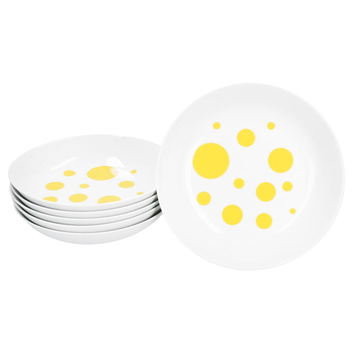 Pula gelb 6er Set Suppenteller 450ml Porzellan 6 Pers. tiefe Teller Pasta Punkte