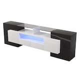 thumbnail of Merax Lowboard mit LED-Beleuchtung und Glasplatte, TV-Schrank mit hochglänzenden Korpus, Holzoptik, Breite 200 cm, Modern | Schwarz | Weiß