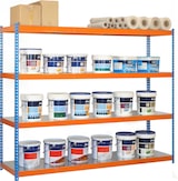 thumbnail of SimonRack Estante industrial, 2000x1800x600 mm, 600 kg no ponto de flexão, 4 prateleiras metálicas, Azul/Laranja/Galvanizado- Simonforte