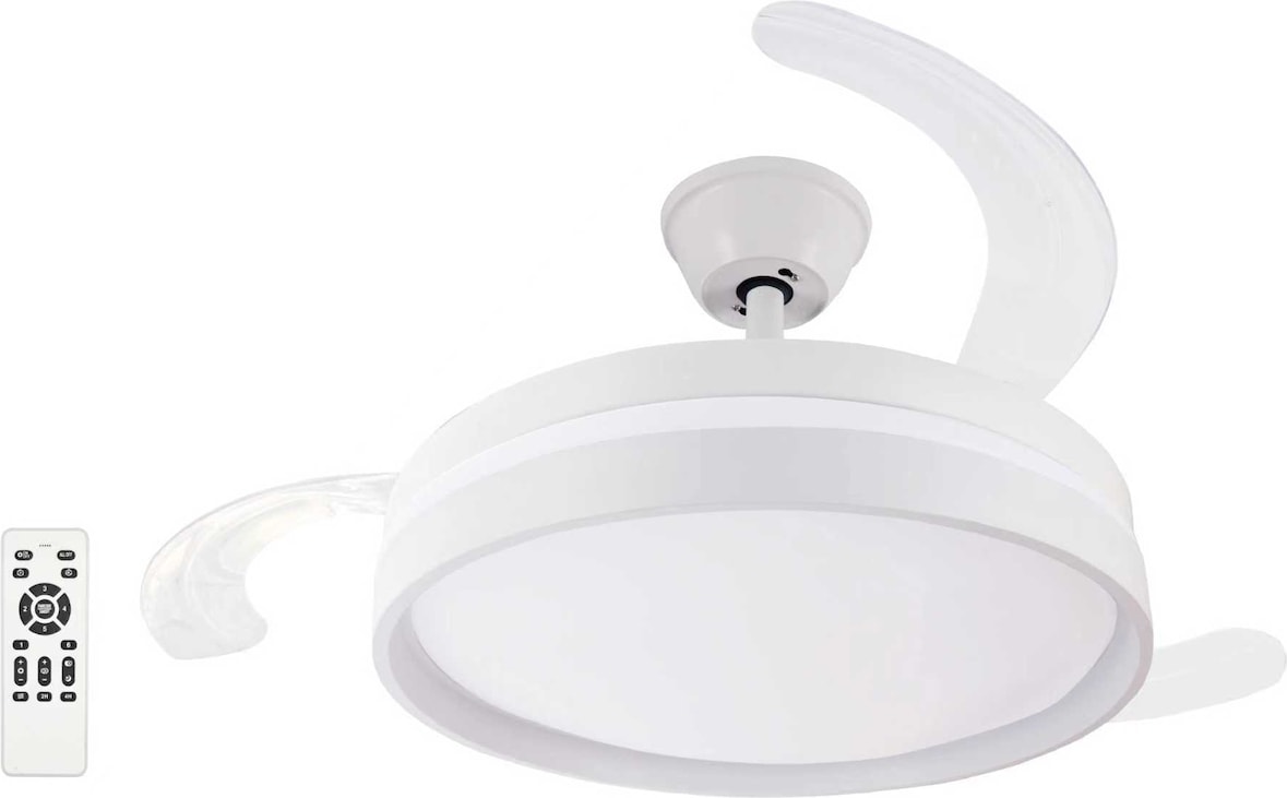 Ventilador de techo aspas retráctiles blanco 107cm luz LED 60w (5600lm) regulable