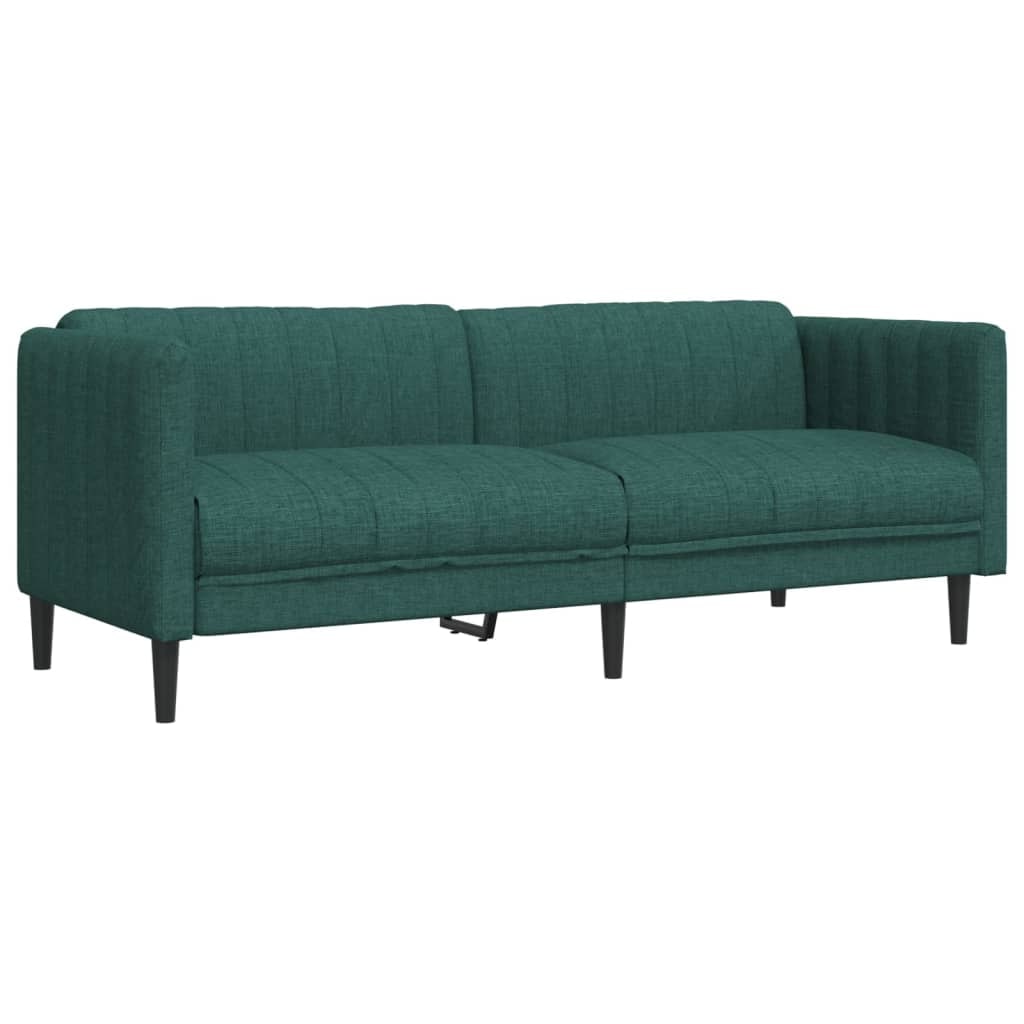 vidaXL Sofa 3-Sitzer Dunkelgrün Stoff