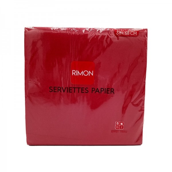 Serviette micropointe 2 plis 38x38cm Rouge par 1440