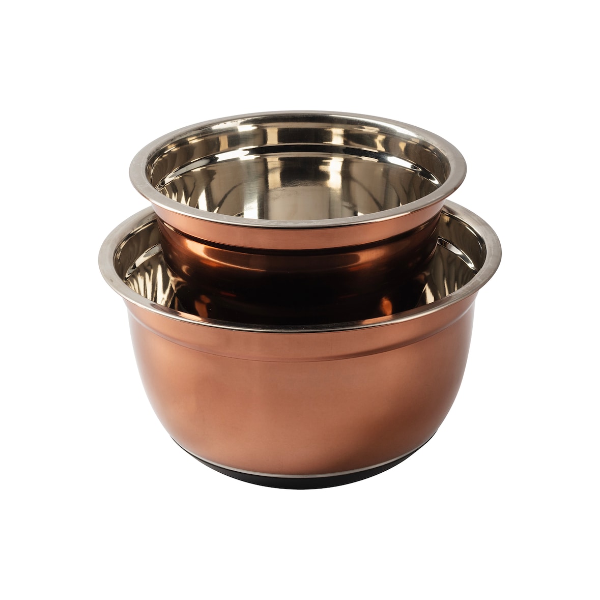 BERGNER Copper IC - Juego de 2 Boles de Mezcla de Acero Inoxidable 2 L y 4,2 L con Base Antideslizante