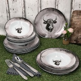 thumbnail of Toro 12tlg Tafelservice Porzellan 6 Pers Speiseteller Suppenteller Kuh rosa