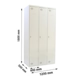 thumbnail of PROREGAL Spind AMEGO | 3 Abteile | HxBxT 180x120x50cm | Abteilbreite 40cm | Durchgehend | Feuerfeste Beschichtung | Lichtgrau | Metallspind