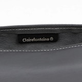 thumbnail of Clairefontaine 6x Schlampermäppchen rund aus gefärbtem Leder einfarbig Ø5,5x22cm - Grau 8334C