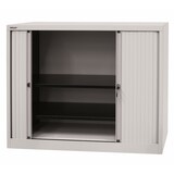 thumbnail of BISLEY Rollladenschrank in verkehrsweiß abschließbar Schrank aus Metall Rolladen aus Kunststoff inkl. 2 Einlegeböden