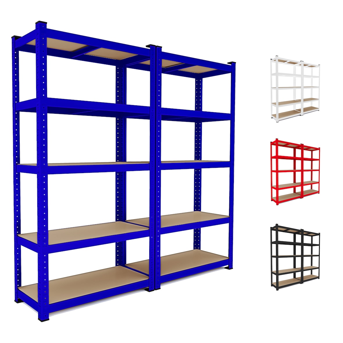 2 Scaffali In Metallo E MDF Scaffale Ad Alta Portata Fino a 875 kg Con 5 Ripiani Regolabili Per Garage Officina Cantina Magazzino 180x90x40cm (Blu)