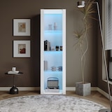 thumbnail of Merax Weiße Hochglanz-Vitrine mit LED-Beleuchtung, 3 Glasböden, 55*38*166 cm, Vitrinen, Standvitrinen, Hochschränke, Lagerschränke