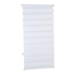 thumbnail of Relaxdays Doppelrollo Klemmfix ohne bohren, Seitenzugrollo mit Streifen, Duo-Rollo für Fenster, Stoff 66x156 cm, weiß