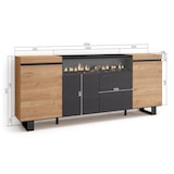 thumbnail of Dressoir, Opbergkast, Buffetkast, Sideboard, 200x35x87cm, 4 Deuren, Elektrische haard, Industrieel design, Moderne stijl, Eiken/Zwart _ 62_12