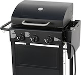 thumbnail of aro Barbacoa de gas, acero/acero inoxidable, 104 x 58 x 104.5 cm, 3 quemadores (3 kW), termómetro, 1 mesa auxiliar plegable, con 2 ruedas, negro