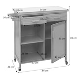 thumbnail of Chariot de service HWC-K11, Chariot de cuisine Chariot de bar, poignée tiroir plan de travail 85x84x36cm bambou, marron