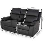 thumbnail of Kinosessel, 2er-Fernsehsessel mit Relaxfunktion, mechanisch mit Liegefunktion Easy-Lift, für 2 Personen, Kunstleder in Schwarz, Raburg Flix
