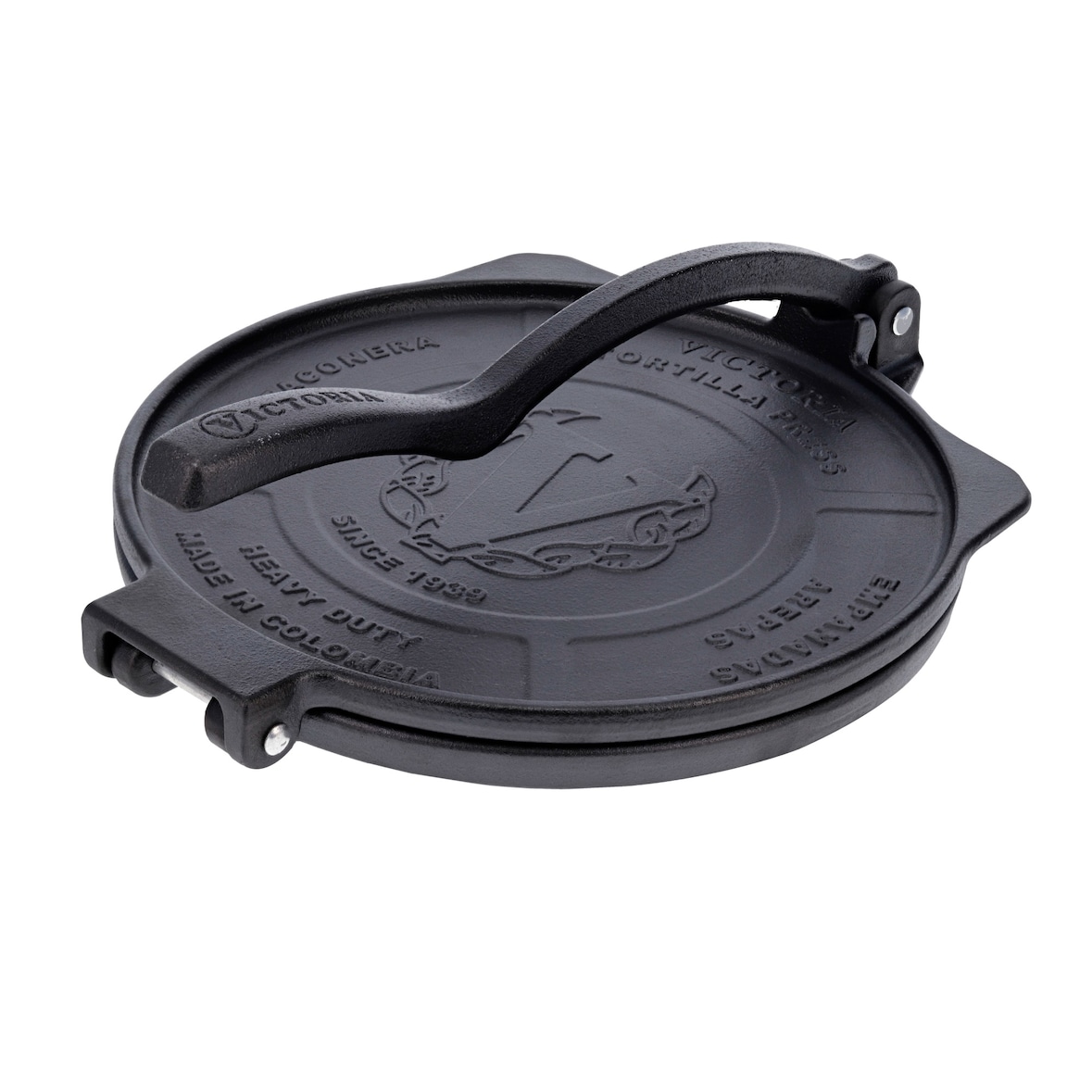 Victoria Tortilla Presse für Mexikanische Tortillas, Gusseisen HD 25 cm, Pataconera, VIC-39318, Schwarz
