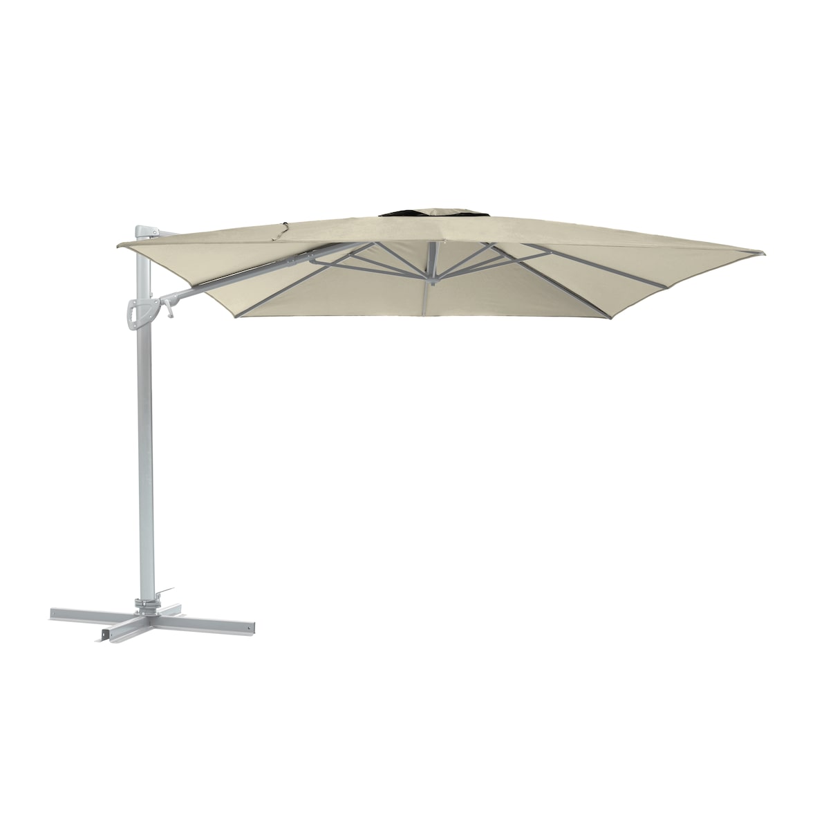 METRO PROFESSIONAL Guarda-sol suspenso quadrado, alumínio/aço, 3 x 3 m, repelente de água, bege/platina