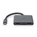 thumbnail of Nedis USB-C Adapter - 2-in-1 - USB 3.2 Gen 1 - USB-C Stecker - 2x HDMI - 4K@30Hz - 0.10 m - Rund - Vernickelt - PVC - Schwarz - Box