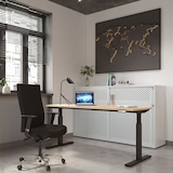 thumbnail of Bisley E-WonderTech elektrisch höhenverstellbarer Schreibtisch 140x60 cm in Weiß/Walnuss - Elektrischer Tisch höhenverstellbar mit Memory-Funktion