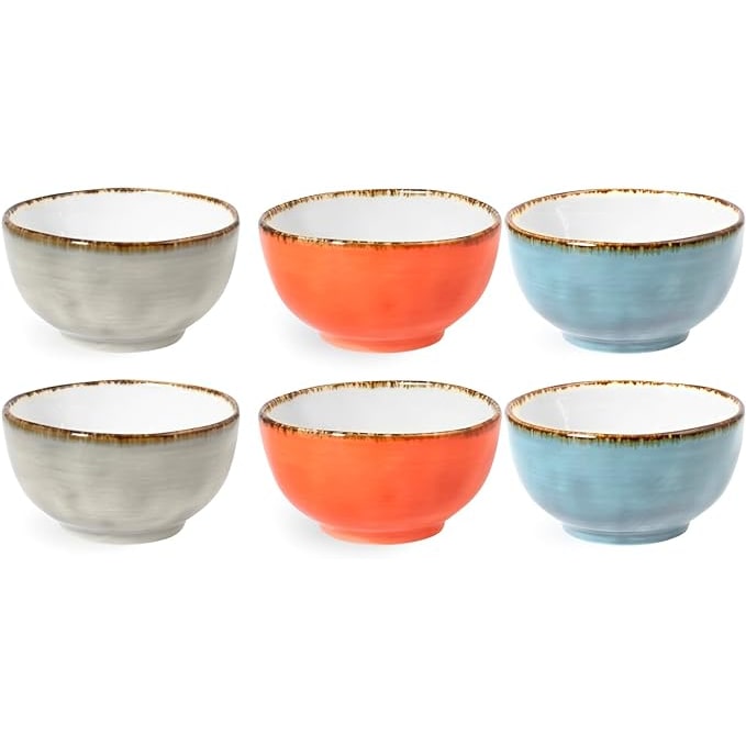 H&H Set 6 Boli Toscana, Porcellana, Colori Assortiti, 11,5 cm