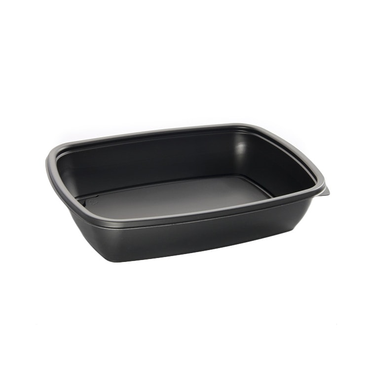 MONOUSO - Envase de Plástico PP Reutilizable Negro 900ml 23x16,5cm (75 Uds)