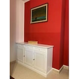 thumbnail of shopinnovativo -Credenza 3 ante 3 cassetti arte povera in legno massello e mdf con rifinitura in bianco 156x42x85 H