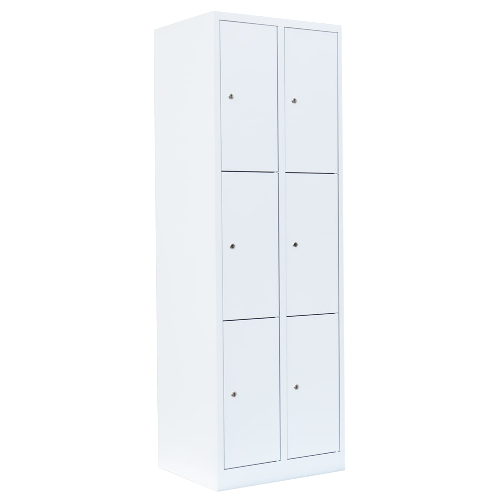 Lüllmann® Schließfachschrank, 2 Abteile, 6 Fächer, 1800 x 600 x 500 mm, signalweiß