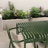 thumbnail of 【HYZL1233-120cm】Outdoor Essgruppe Tisch und Stuhlkombination Set aus Eisen garten Tisch und Stuhlset für den Außenbereich Dunkelgrün