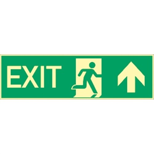 Schild EXIT geradeaus, Alu, langnachleuchtend, 160-mcd, 390x115 mm