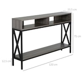 thumbnail of Mueble Recibidor Mesa de Consola Estrecha con Estante Inferior y 2 Compartimentos Abiertos para Entrada Pasillo Salón 120x23,5x75 cm Gris Veteado