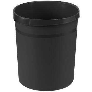 Papierkorb GRIP mit Rand, 18 l, schwarz, 2 Griffmulden, extra stabil