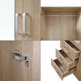 thumbnail of Helloshop26 - Guarda-roupa moderno para quarto móvel de arrumação intemporal com 3 gavetas + espelho MDF 176 x 80 x 52 cm efeito 03_0006367