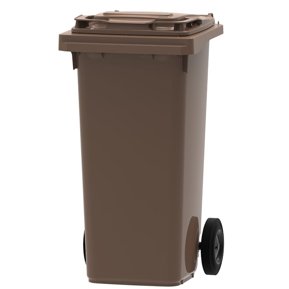 PROREGAL Premium 2-Rad-Mülltonne MGB | 120 Liter, HxBxT 97,4x47,9x55,5cm | HDPE-Kunststoff | Braun