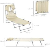 thumbnail of Tumbona Reclinable y Plegable de Jardín con Orificio de Lectura Reposacabezas y Respaldo Ajustable en 5 Niveles para Playa 182x56x28 cm
