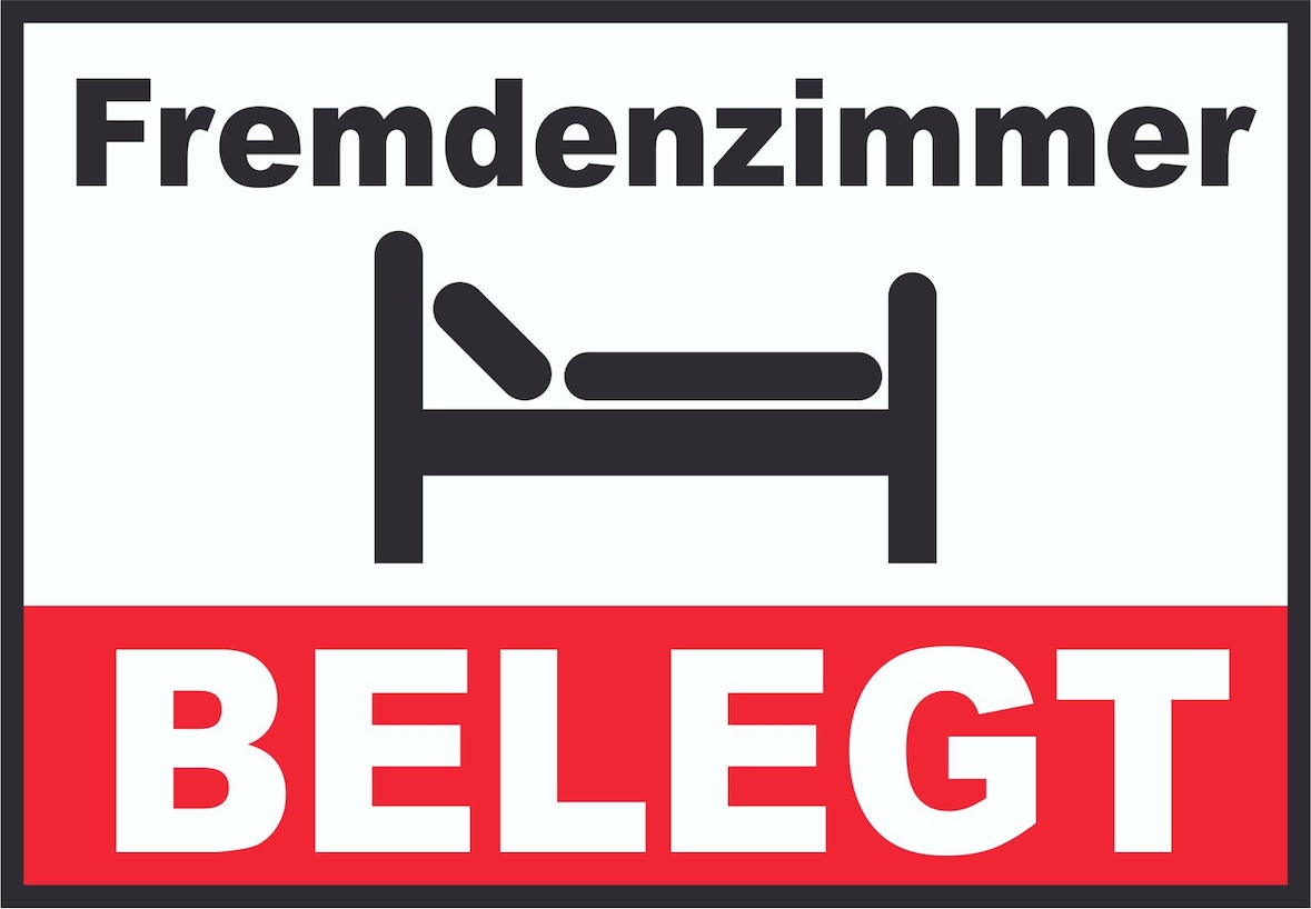 Fremdenzimmer BELEGT Schild Zimmer BELEGT Hotel Pension Motel A4 Rückseite selbstklebend