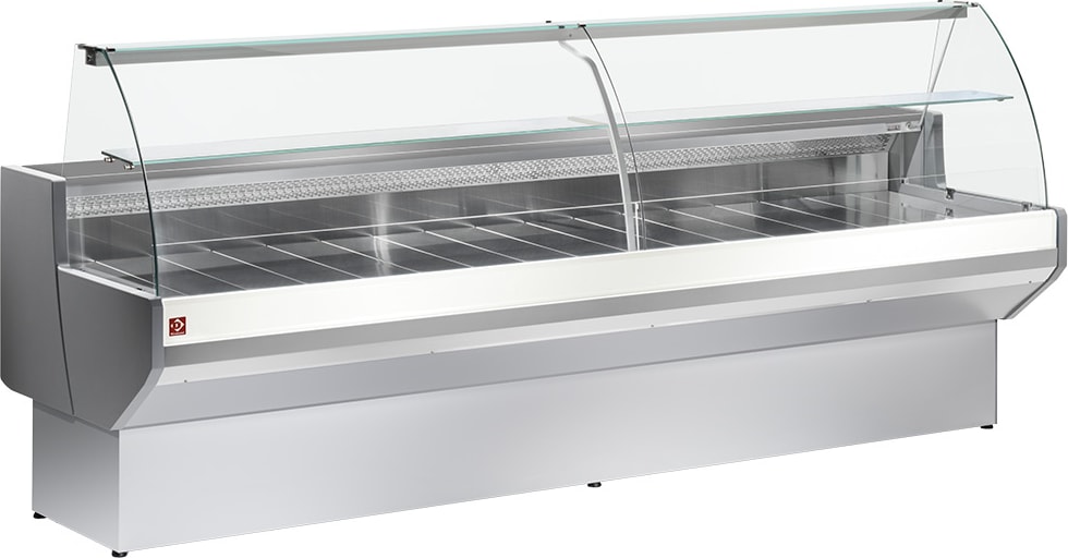Kühltheke mit gebogenem Glas, Umluft mit Reservefach - GRAU/WEISS (ML10/E8-VV/R2)