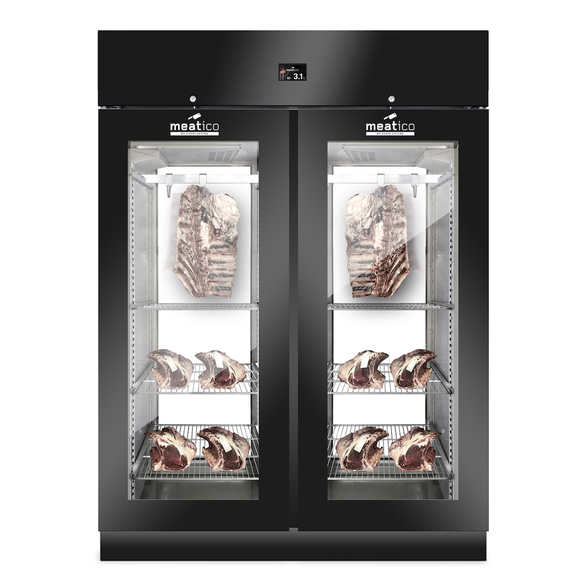 Armadio frollatura carne meatico meat panorama 1500 black 300 kg temperatura 0°/+10° C umidità 40%-90% lampada UV AC9I18