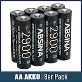 thumbnail of ABSINA Akku AA Mignon 2900 8er Pack - NiMH Wiederaufladbarer AA Akkus min. 2650mAh & 1,2V - Batterien AA ideal für Blitzgerät, Wii & Xbox Controller