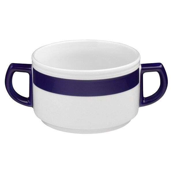 6 x Seltmann Obere zur Suppentasse 0,35 l, Form:  Vitalis, Dekor: 34708 blaues Band