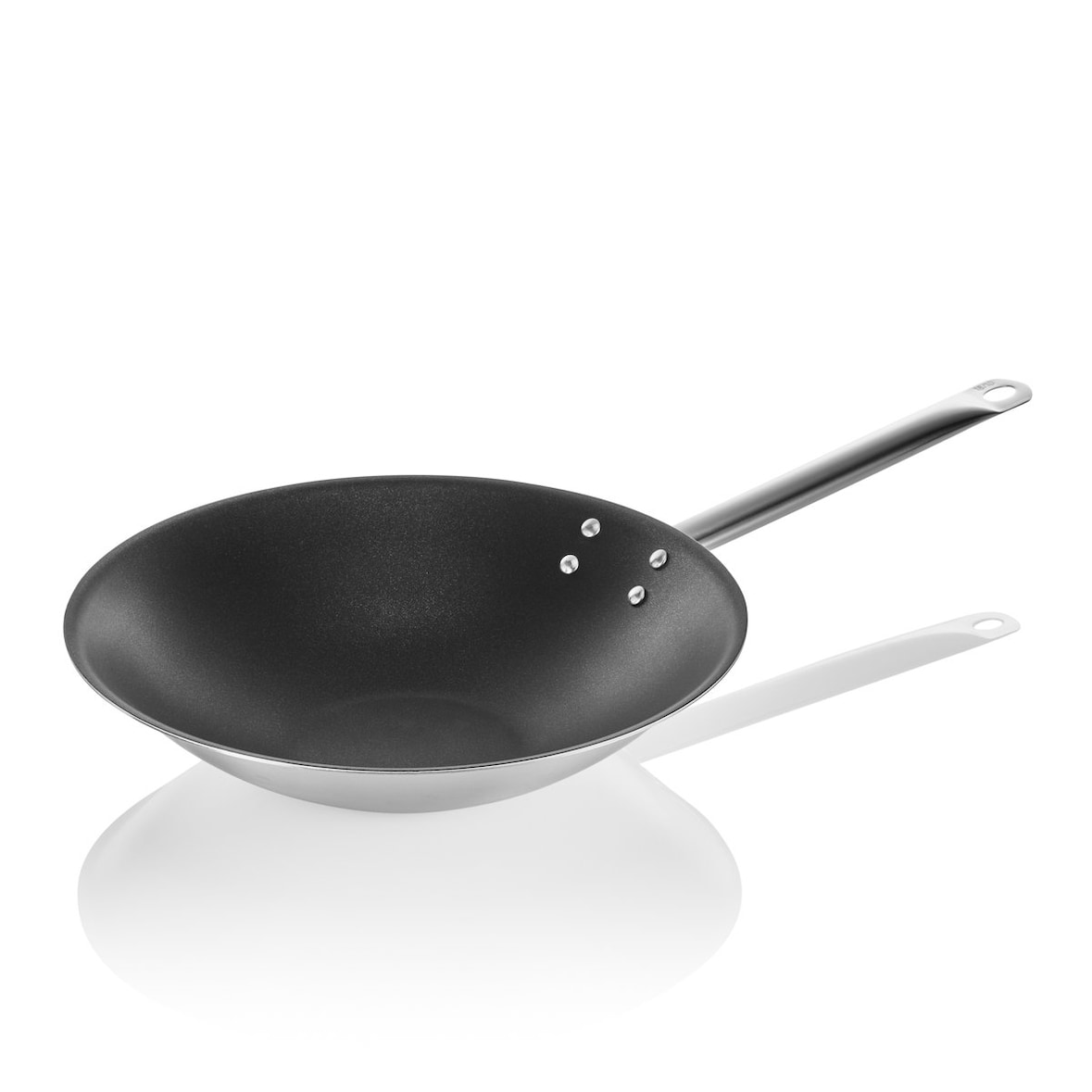 Wok mit Antihaftbeschichtung und abgeflachtem Boden, Ø 38 cm, Chromnickelstahl