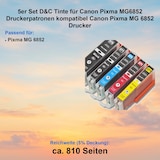 thumbnail of 5er Set D&C Tinte für Canon Pixma MG6852 Druckerpatronen kompatibel Canon Pixma MG 6852 Drucker