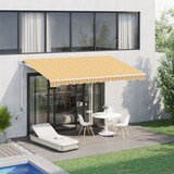 thumbnail of Outsunny Toldo Retráctil Con Manivela Toldo de 300x250cm con Brazo Articulado de Aluminio y Poliéster 280g/m² Rayas Naranja Beige y Blanco
