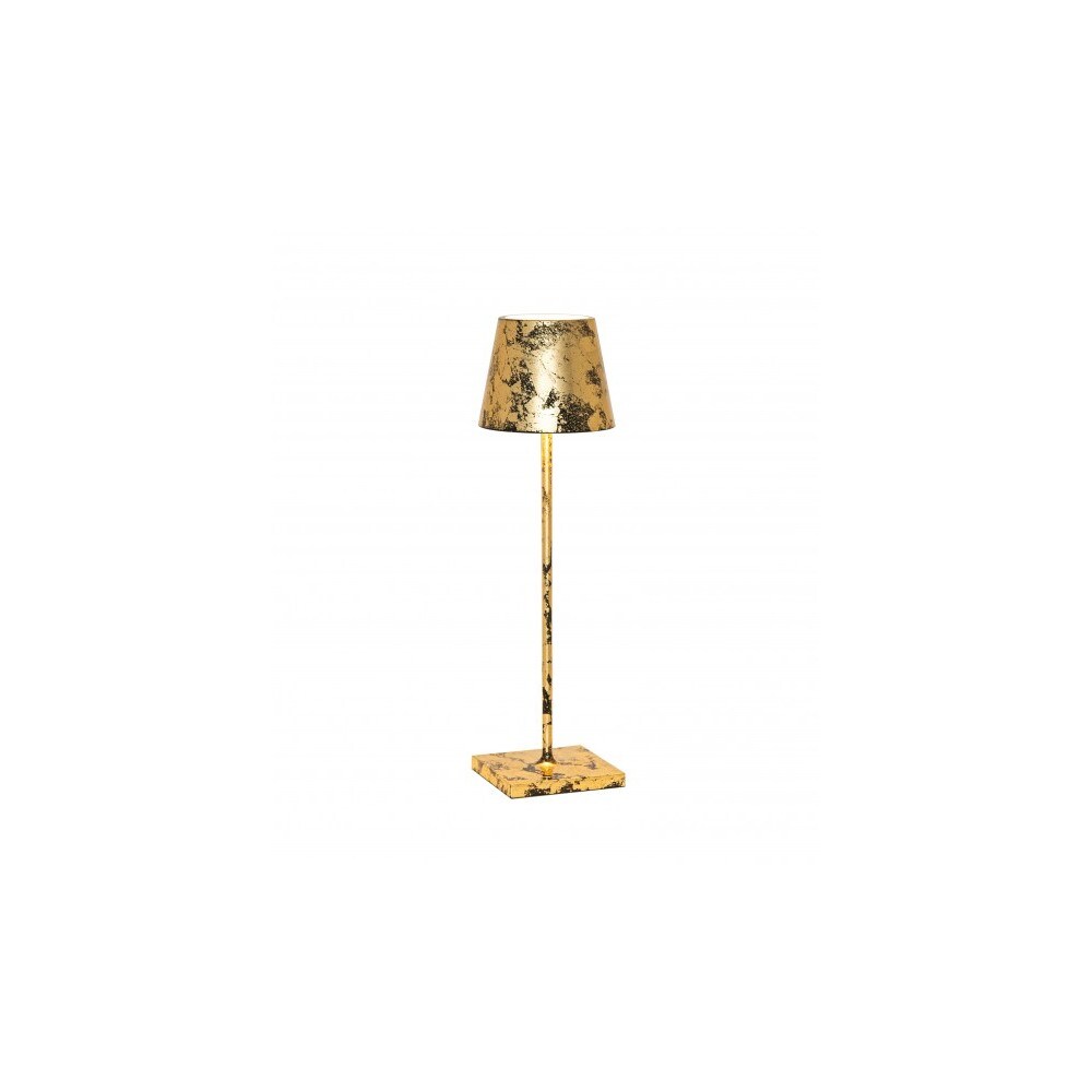 Lámpara de mesa LED Poldina Pro con craquelado de hoja de oro negro, recargable y regulable, con batería de hasta 12 horas
