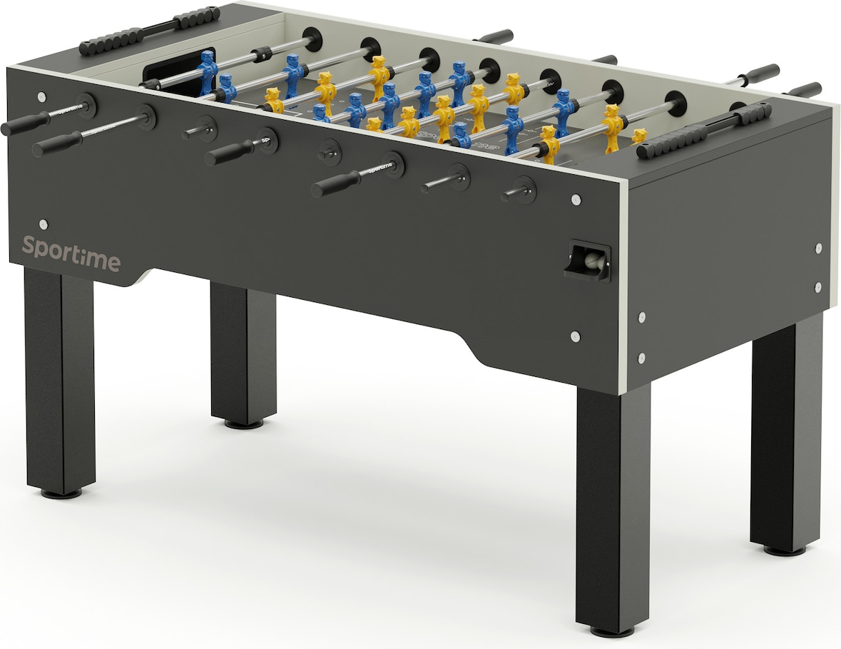 Sportime Tischkicker "Dragon Steel", Blue Guardian vs. Yellow Dragon, Spielfeld Grau, Platinum Grey