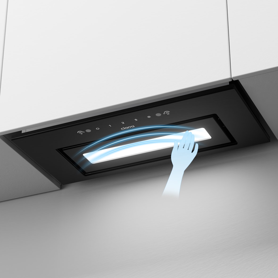 Cappa aspirante sottopensile CIARRA, cappa aspirante integrata 460 m³/h max., controllo touch e gesture, scarico e ricircolo VM6931B