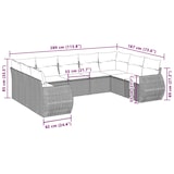 thumbnail of vidaXL 9-tlg. Garten-Sofagarnitur mit Kissen Hellgrau Poly Rattan