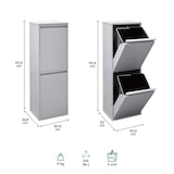 thumbnail of ARREGUI Basic CR202-B Cubo de basura y reciclaje de acero de 2 cubos, mueble de reciclaje, 2 x 17 L (34 L), gris claro
