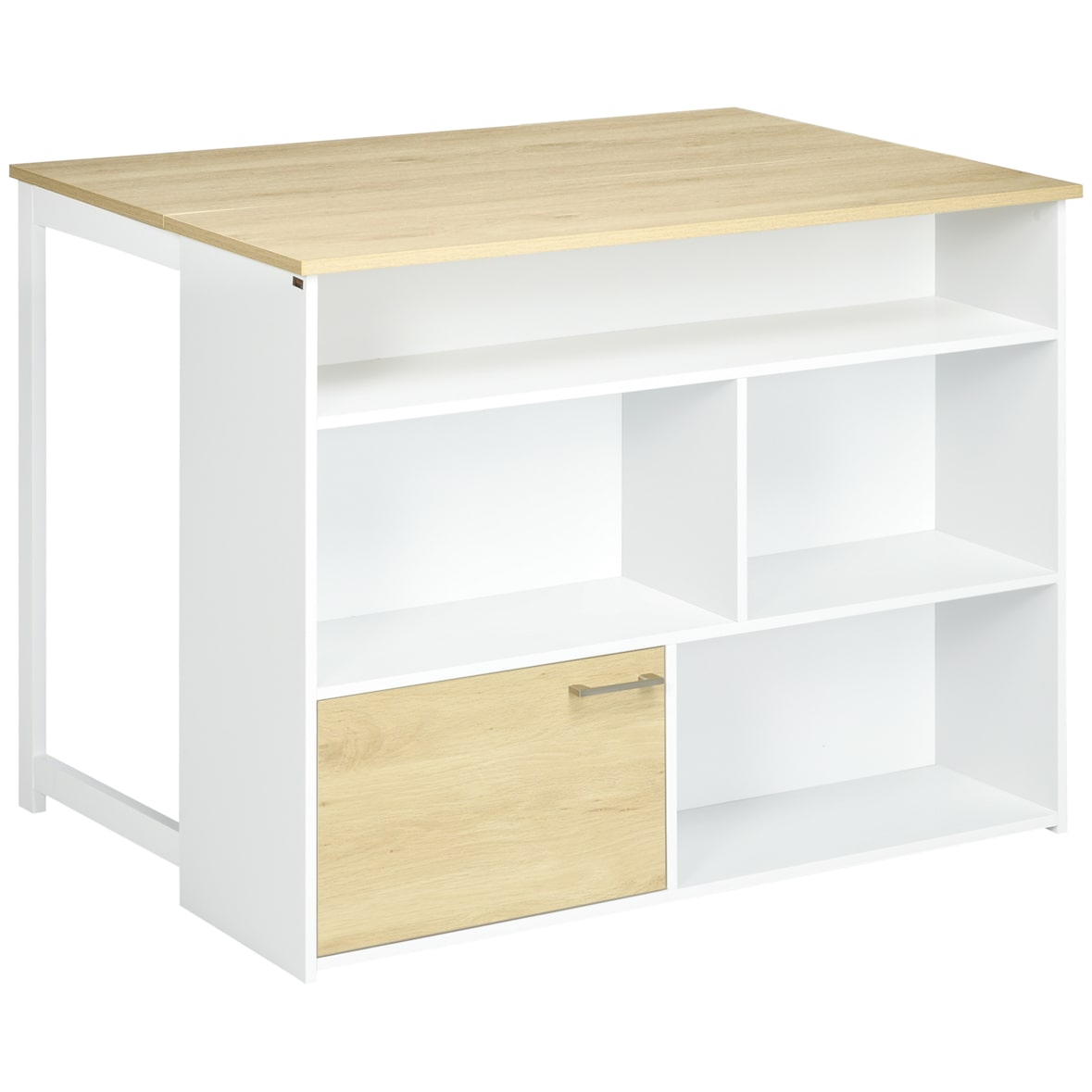 HOMCOM mesa de bar extensible con ala plegable mesa de bistró con compartimientos de almacenamiento y 1 puerta para cocina comedor 116x79,5x91 cm