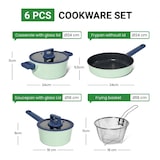 thumbnail of Batterie de cuisine 6 pièces à revêtement marbré avec couvercles tous feux dont induction Vert Just perfecto JL-333 usage non-intensif Just Perfecto