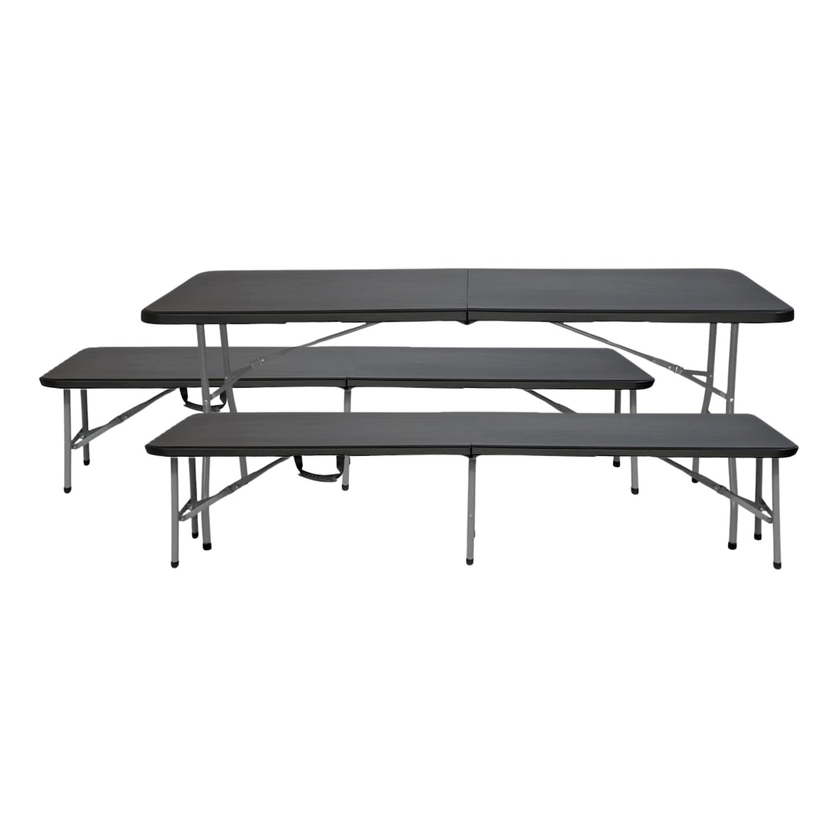 Conjunto Plegable Mesa con 2 Bancos de 180cm Catering Negro O91